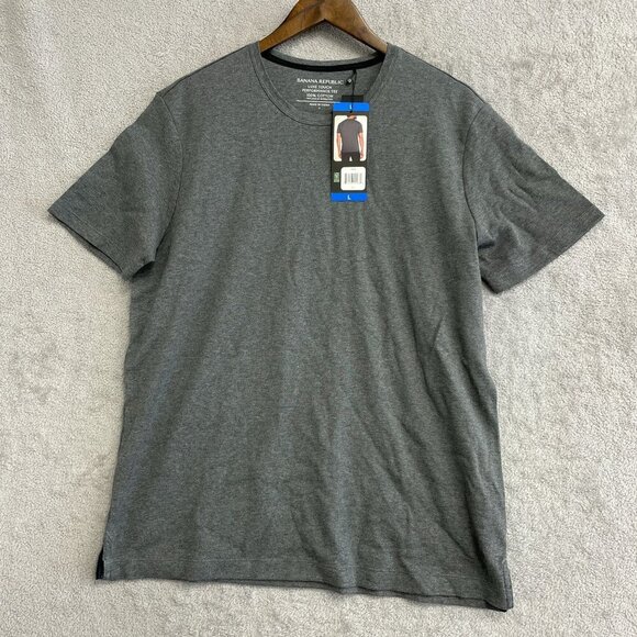 NEW Banana Republic Men's L Luxe Touch Performance Tee 100% Cotton Gray T-Shirt - Picture 2 of 6